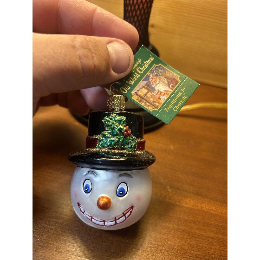 Old World Christmas VINTAGE SNOWMAN Blown Glass Ornament Christmas 24049 NWT!